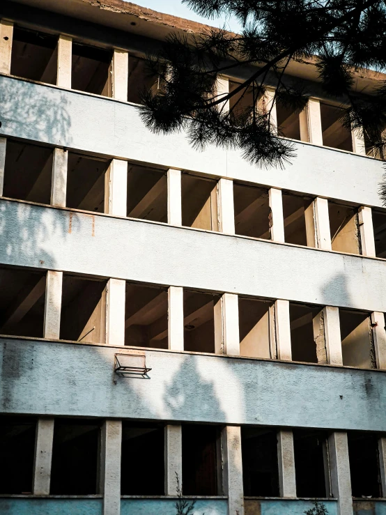 an empty building with multiple balconies and balconies