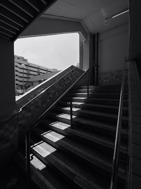 a stairway is in an empty building, and there are stairs