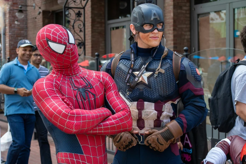 spider - man and captain america appear to be being filmed