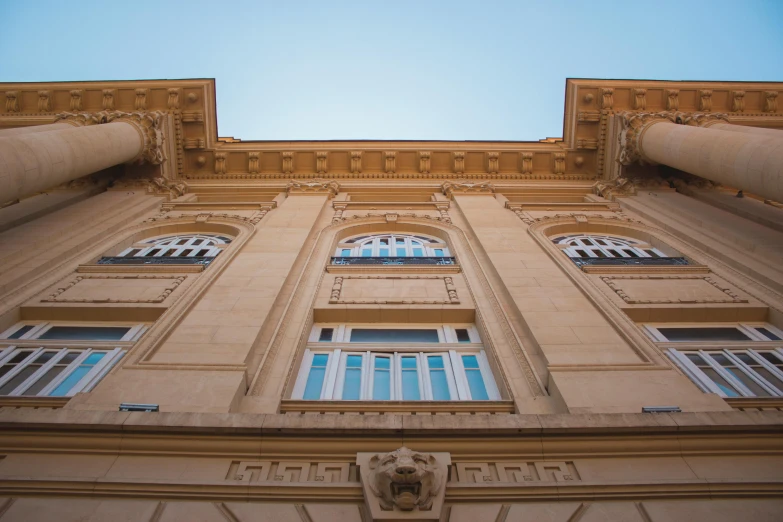 a po taken from below of a building