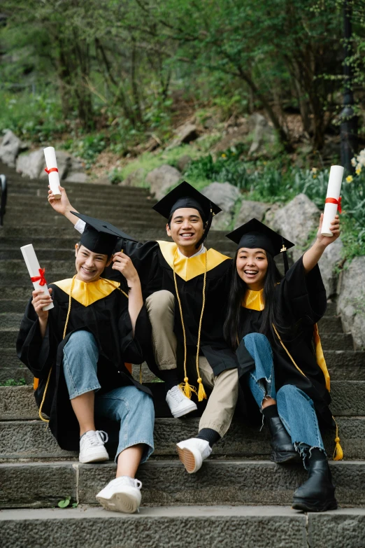 a group of students on a flight of steps