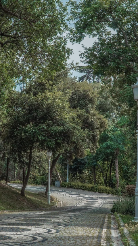 a clock in the middle of an empty road