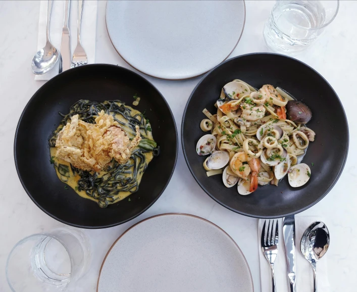 a table topped with two different types of food