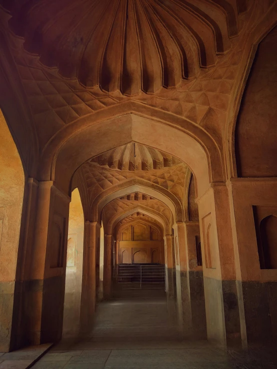 this is a long passageway with an architectural pattern