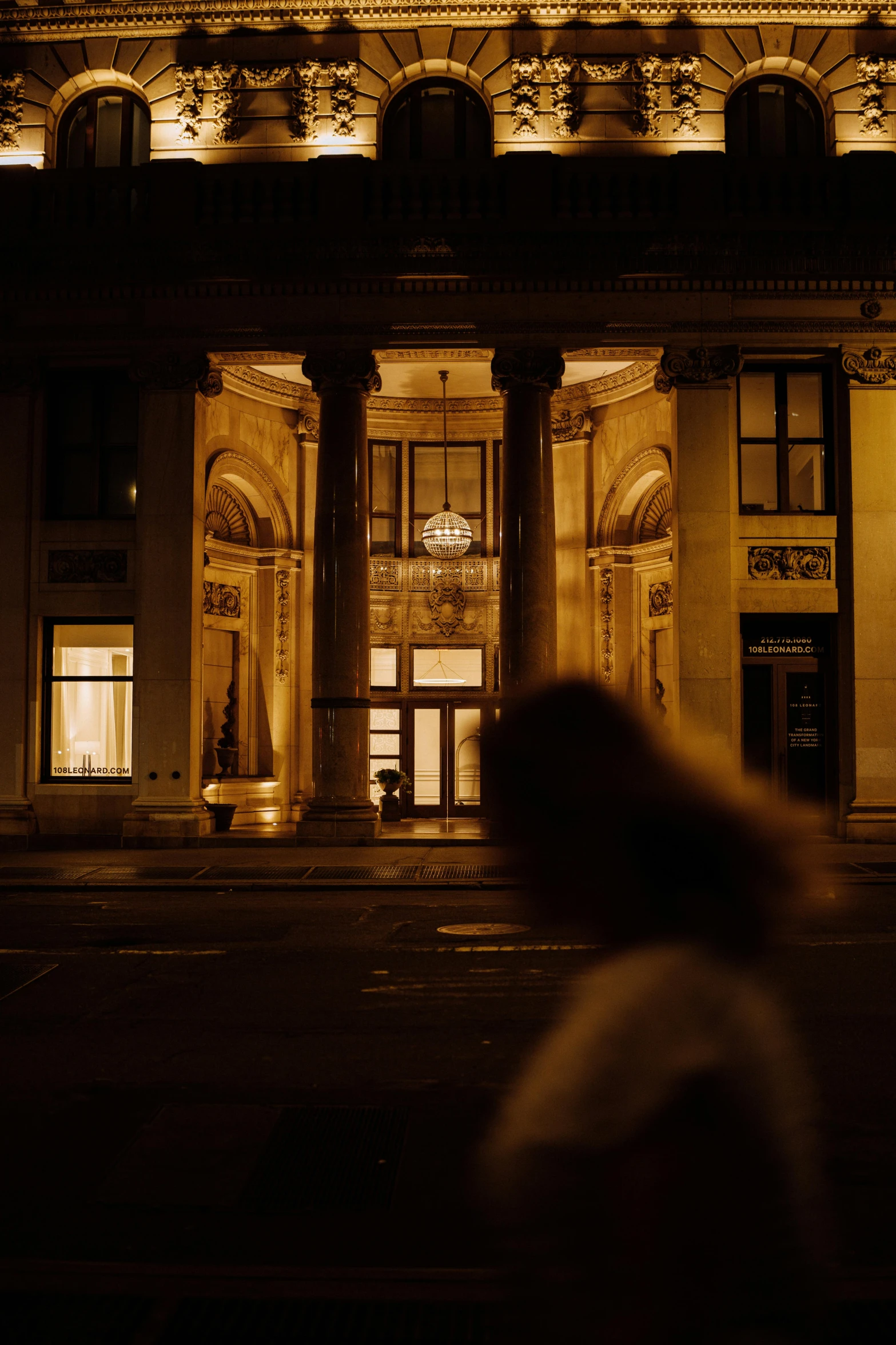 a blurry pograph of a building at night