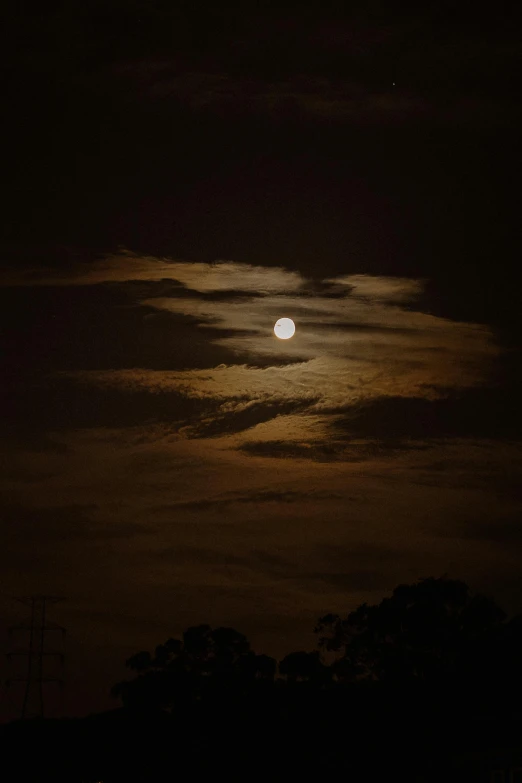 full moon in cloudy night sky seen through dark clouds