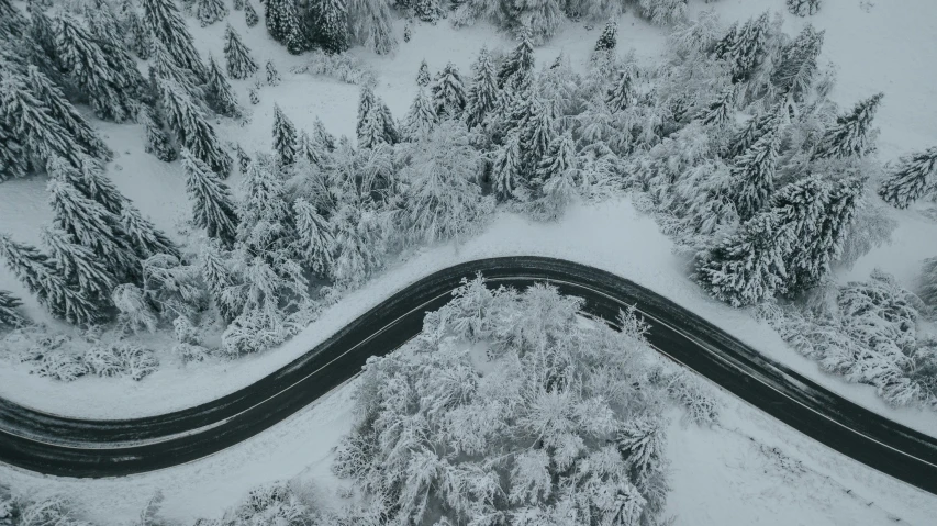 a road in the middle of a snow covered area