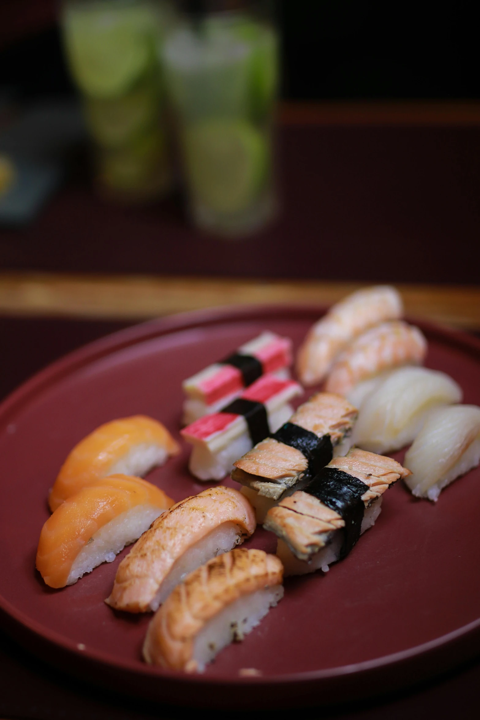 a plate that has some sushi on it