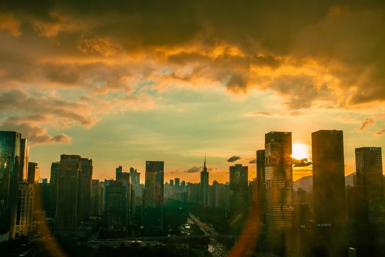 a sunset that looks like it has some clouds