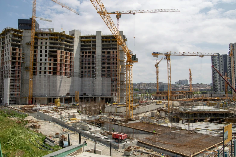 construction sites on the outskirts of a city under construction