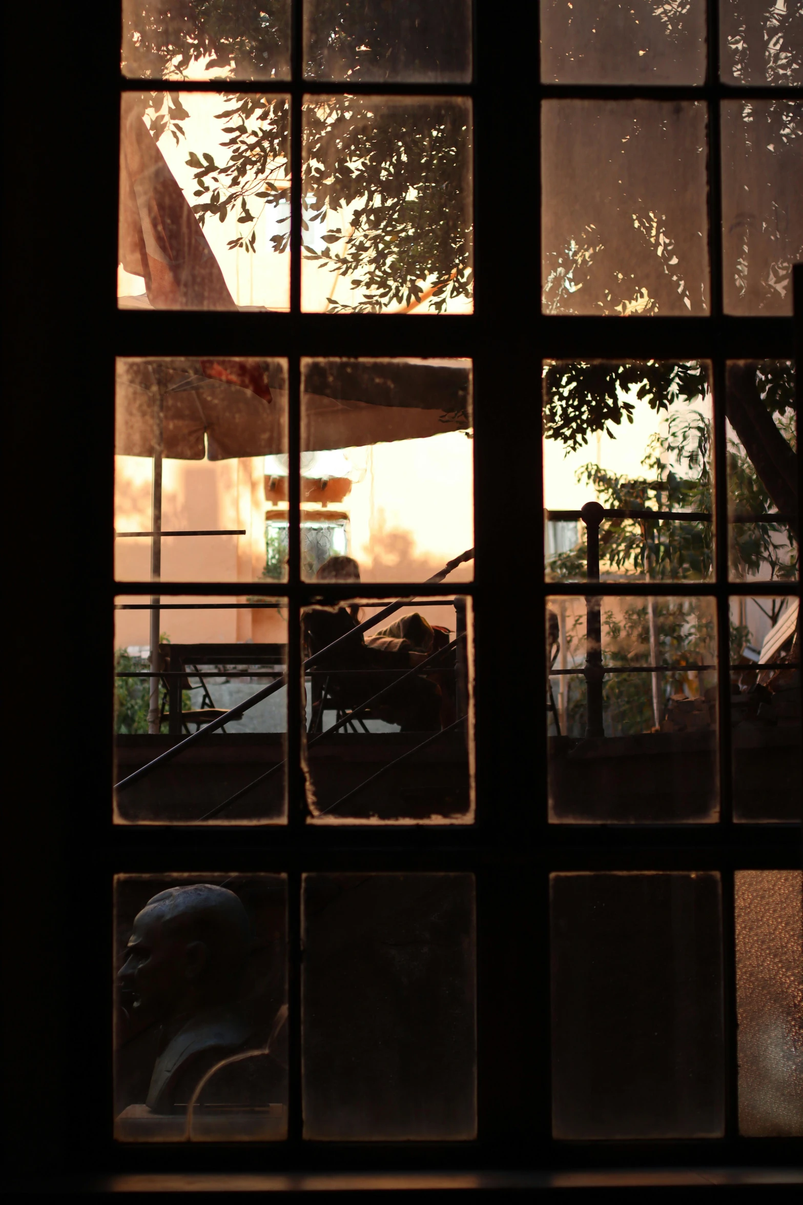 the window looking out onto the outside of the house