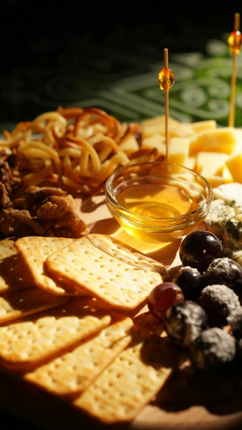 a plate full of ers and various foods