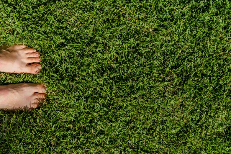 a close up of person standing in the middle of grass