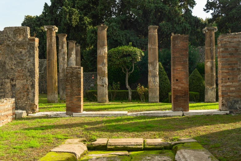 the ruins of several different types of architecture