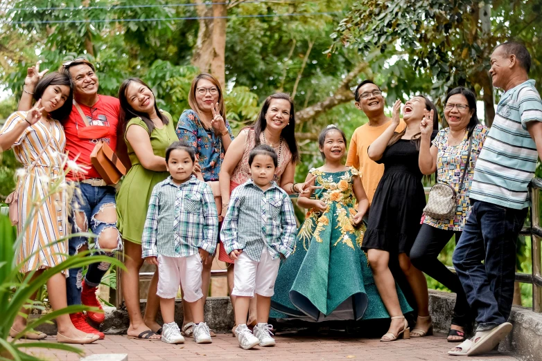 there are many people posing together for the camera