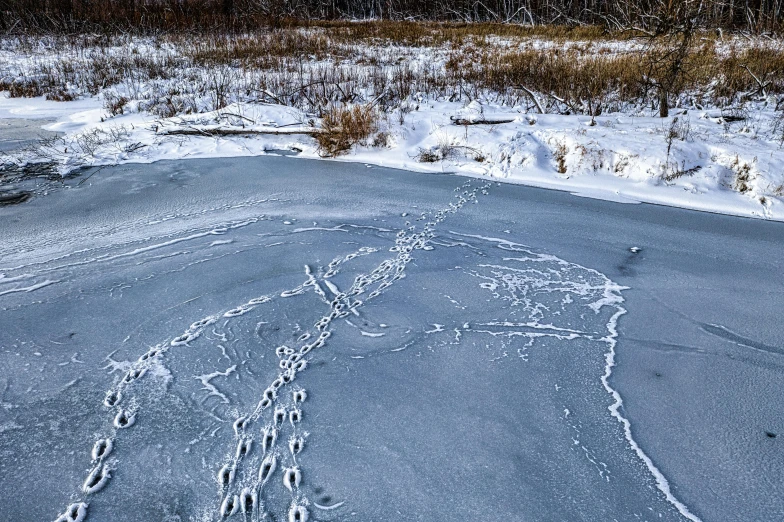 some ice is on the ground and is almost gone