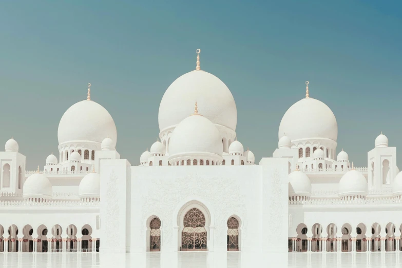 the facade of the white mosque