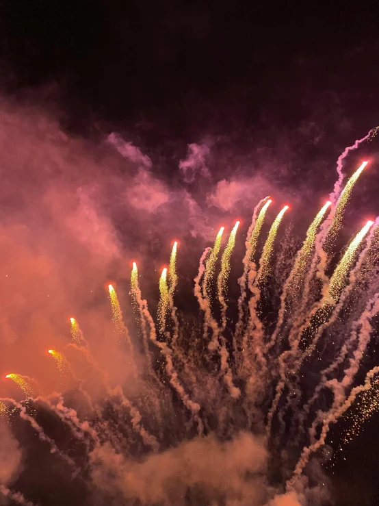 a huge colorful fireworks show with very big streaks