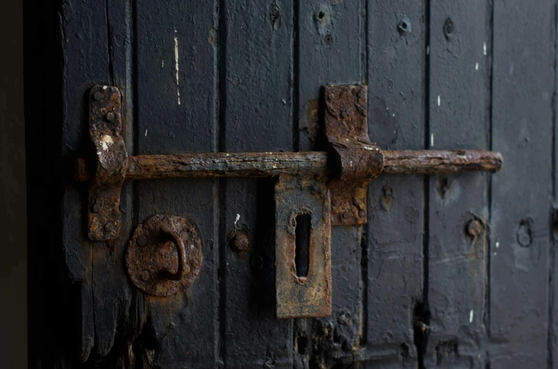 an open door with two lockes on it