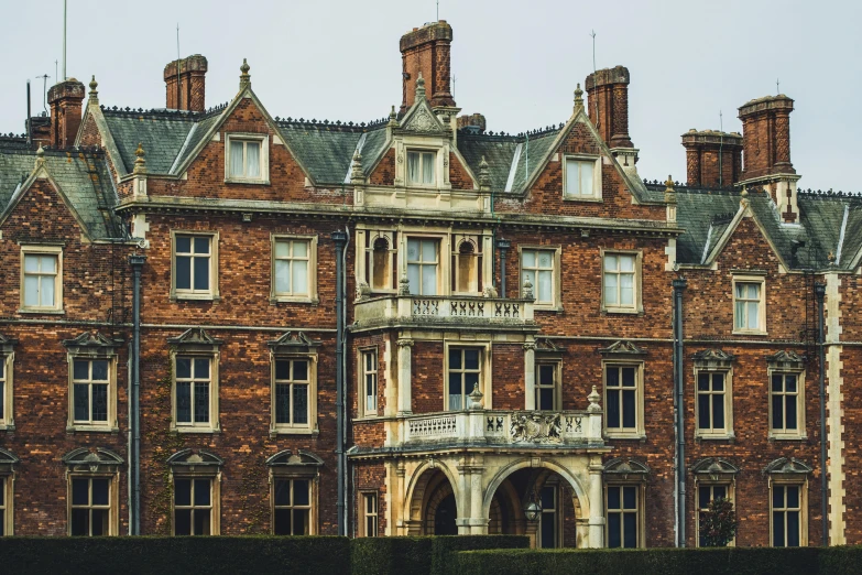 the large brick building has many windows