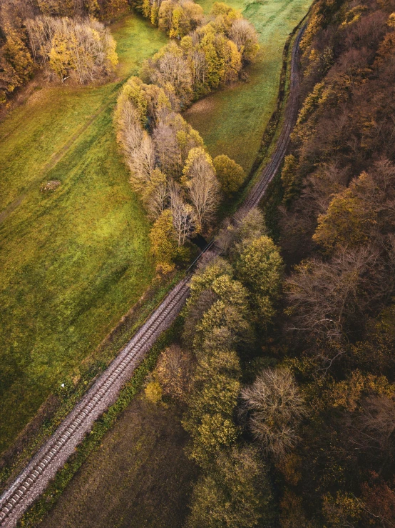 a train that is on the tracks in a field