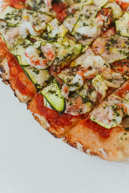 there is an image of pizza and cucumber slices