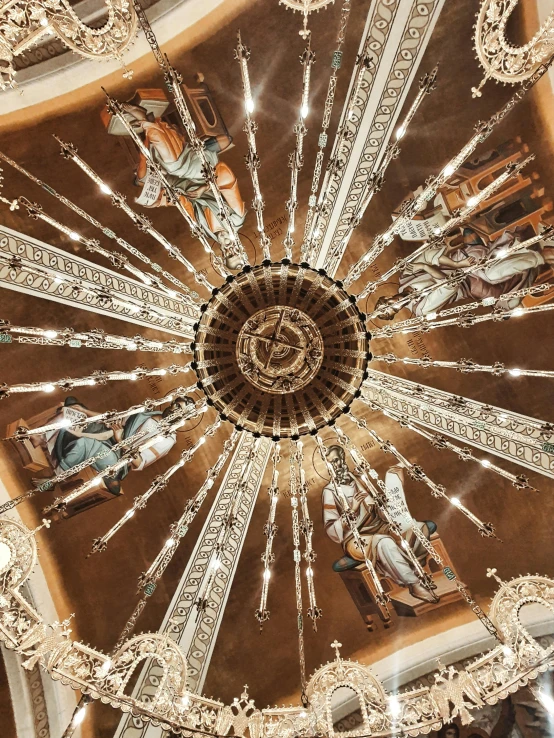 the ceiling at a museum features elaborate intricate sculptures and designs