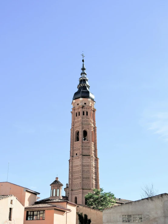 a tall building with a tower that has two towers