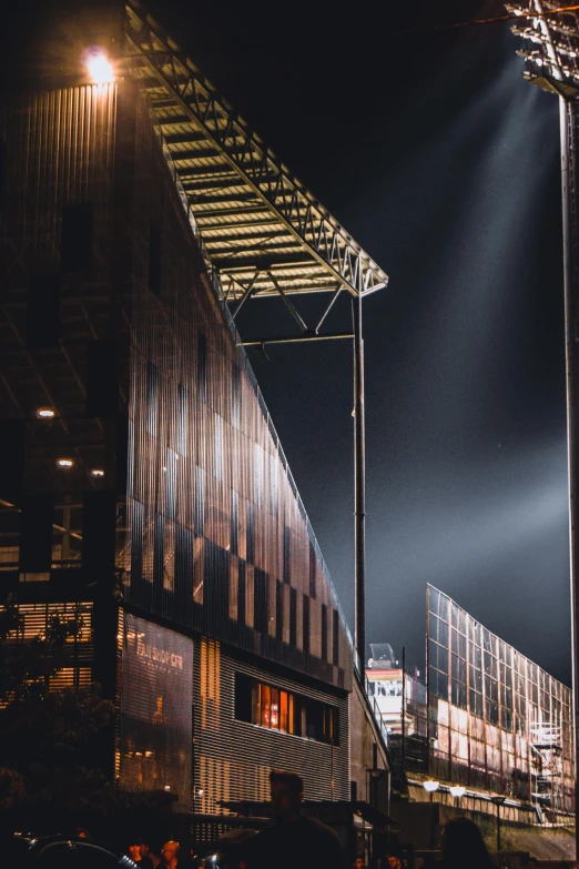 lighting shines brightly down on the building