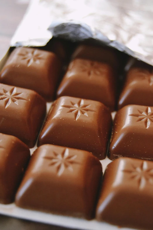 chocolate squares sitting on top of a table