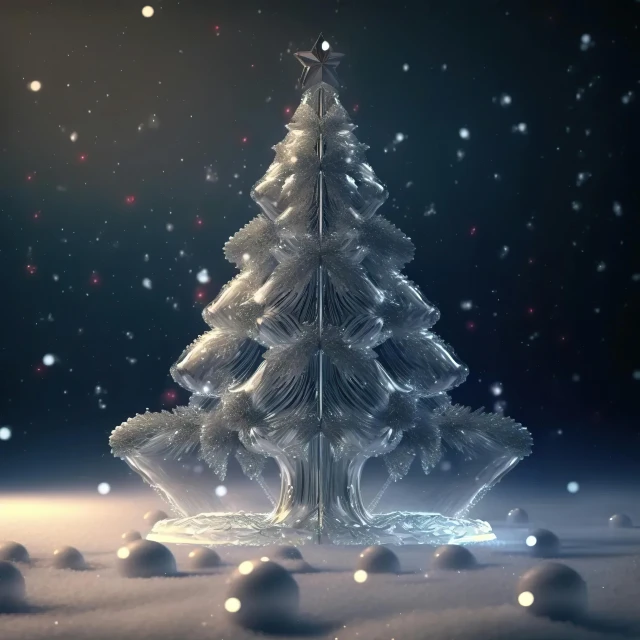 a small silver christmas tree on a white background