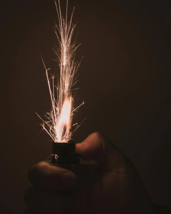 a hand holding a lighter with a small amount of fire