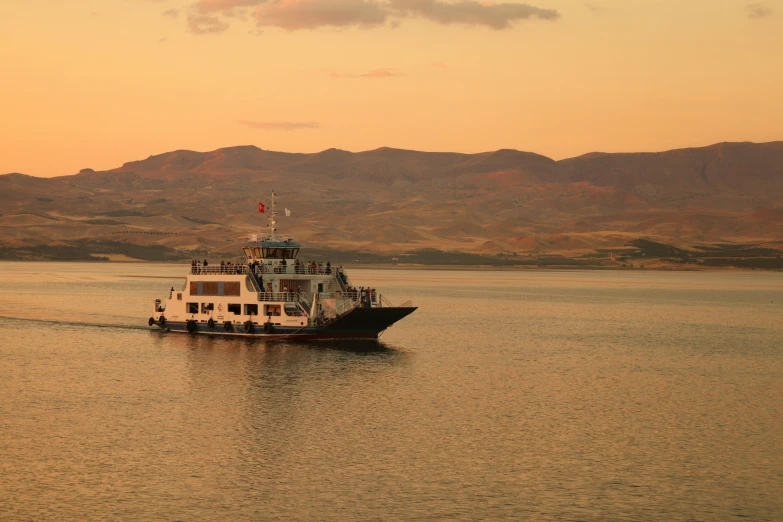 a ferry traveling through a large body of water