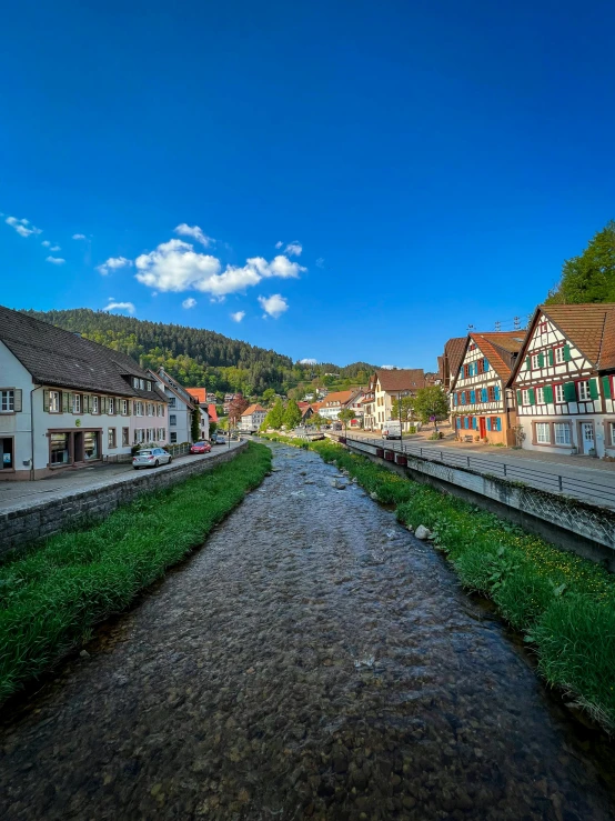 houses in a rural area next to a river