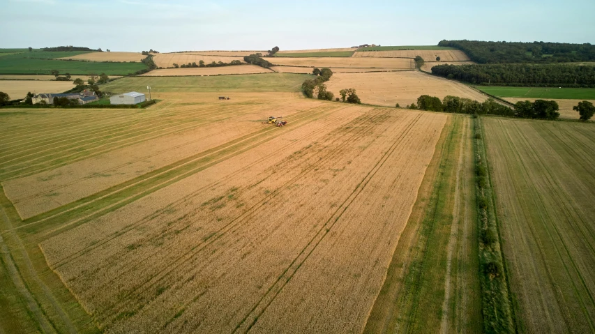 an aerial view of farm land near the town of ketchup