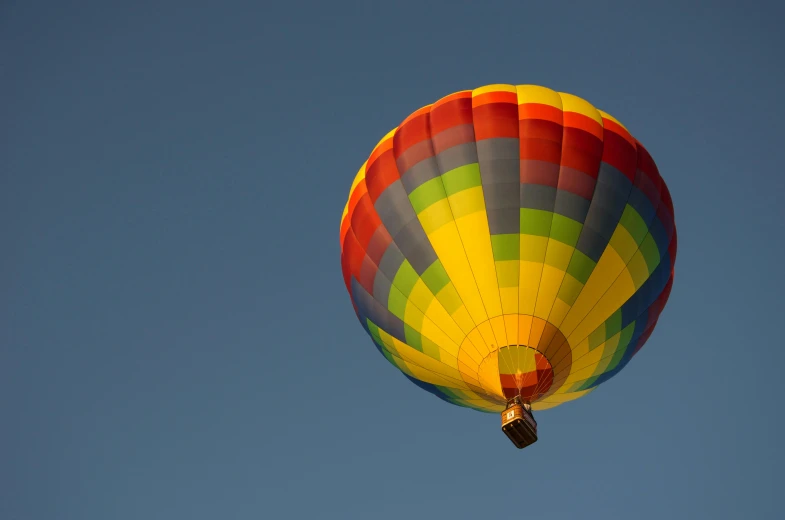 a  air balloon flying in a blue sky