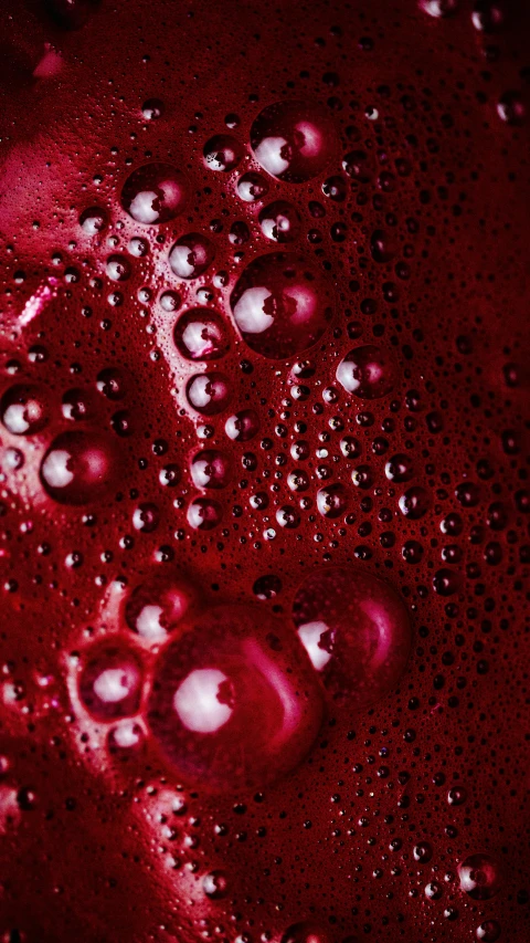 some  red colored things with some bubbles on them