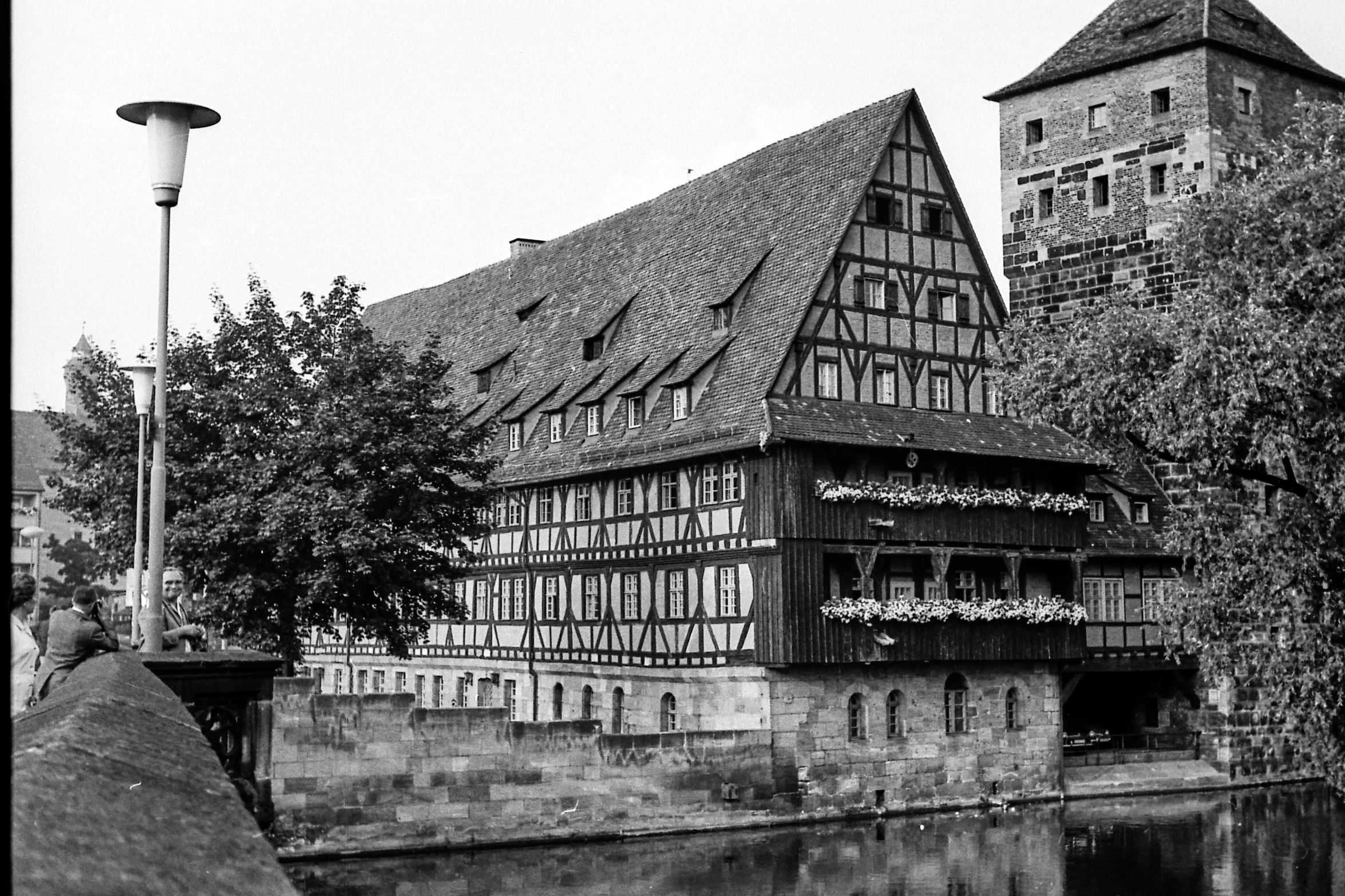 there is a very old building that has been built into the river