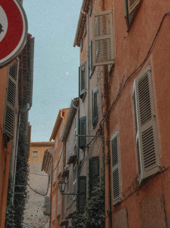 a view of the street from next to some buildings