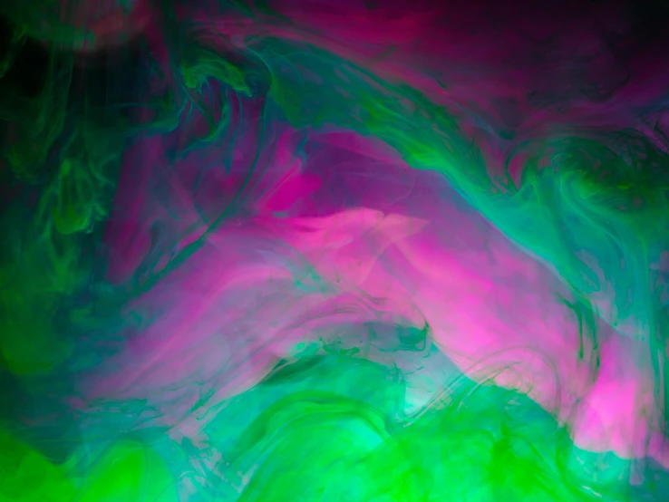 an abstract art painting with green and pink