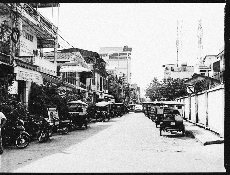 black and white pograph of a city street