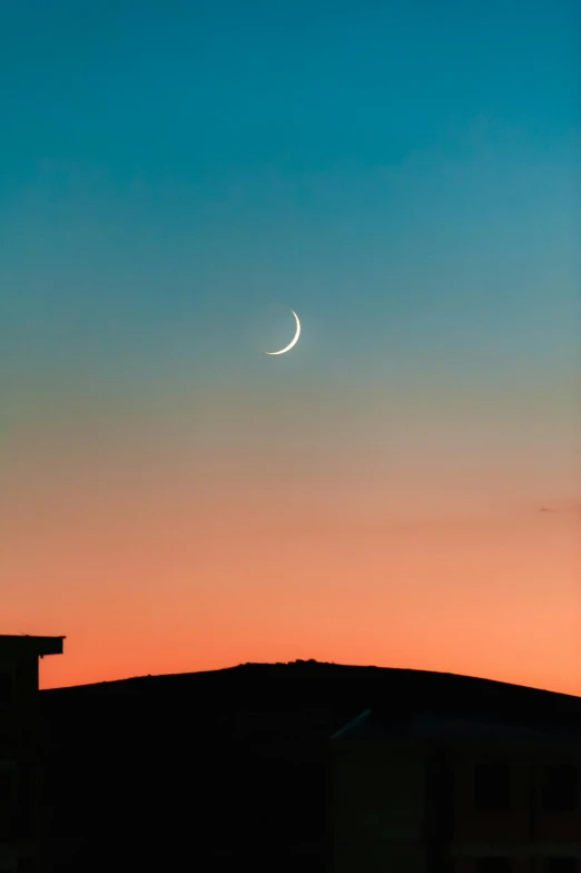 a crescent with a moon on a sky background