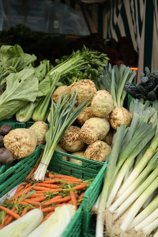 many different types of vegetables are in baskets