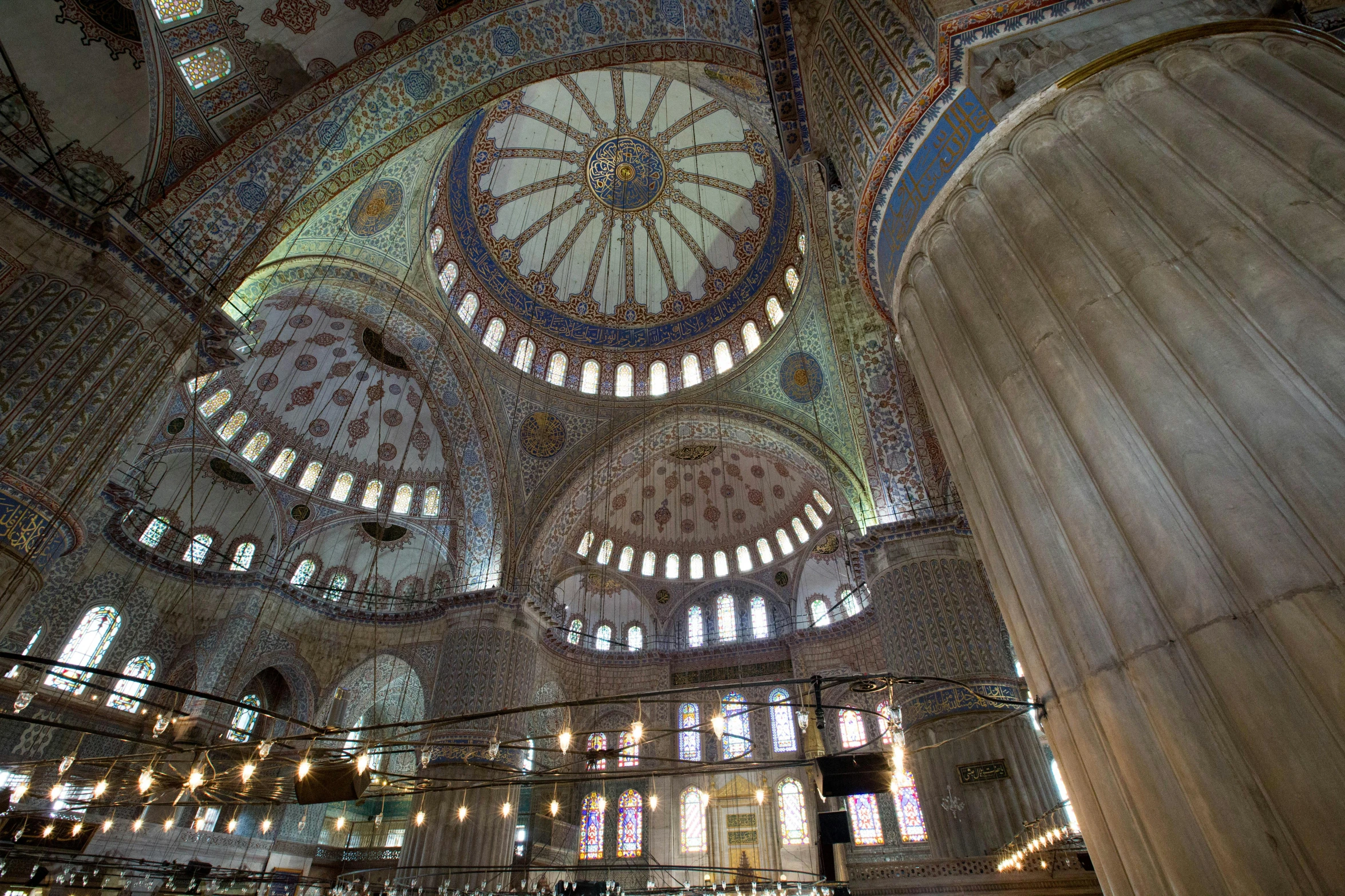 a very large and ornate, blue ceiling that is made out of marble