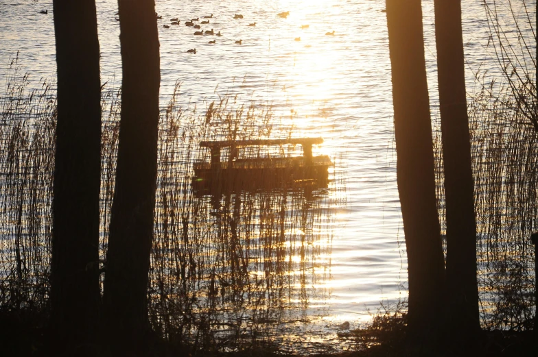 a boat that is floating in some water