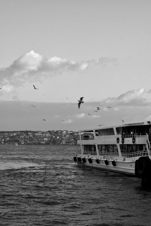 a large boat floating on top of the water