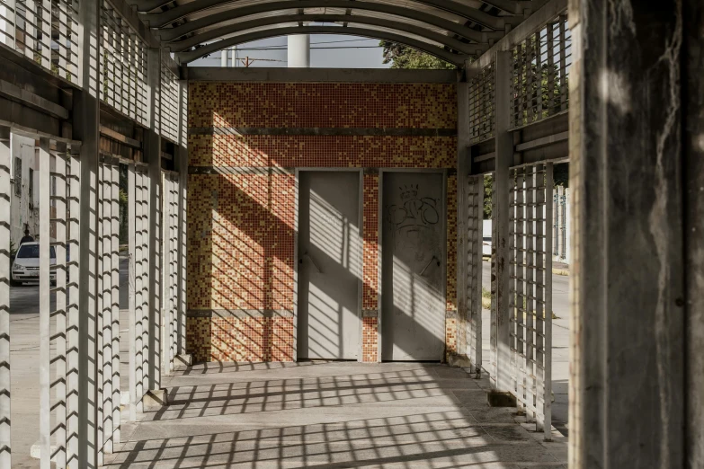 a walkway leads up to the entrance of a building