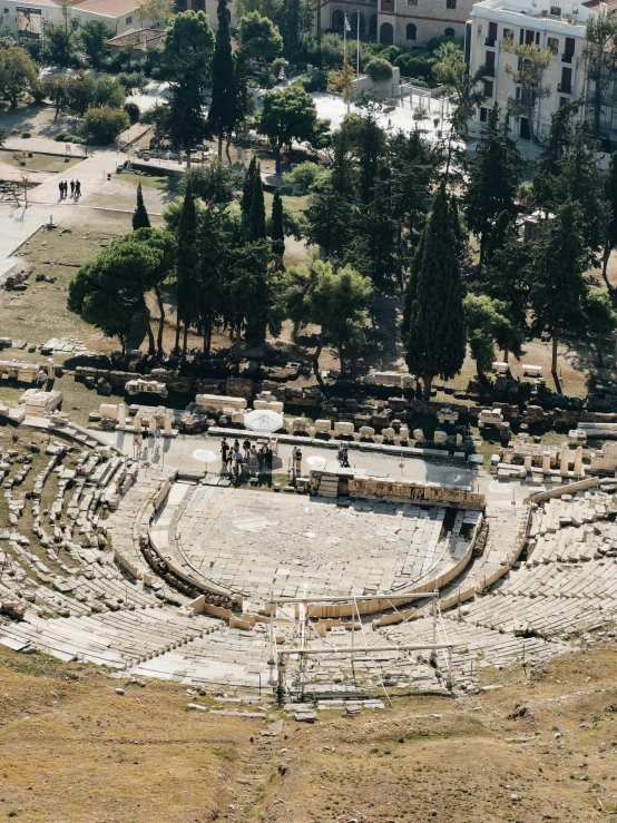 an old theatre, showing seats and trees