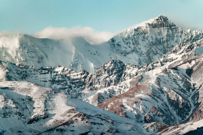 a mountain range covered in white and snow