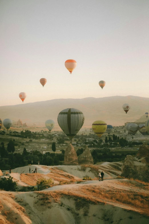 a bunch of balloons that are in the air